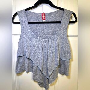 Best Cody Sleeveless Tiered Crop Top Shirt- Size Lg Blue